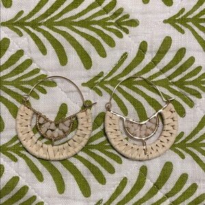 Woven Hoop Earrings with Stone Accent